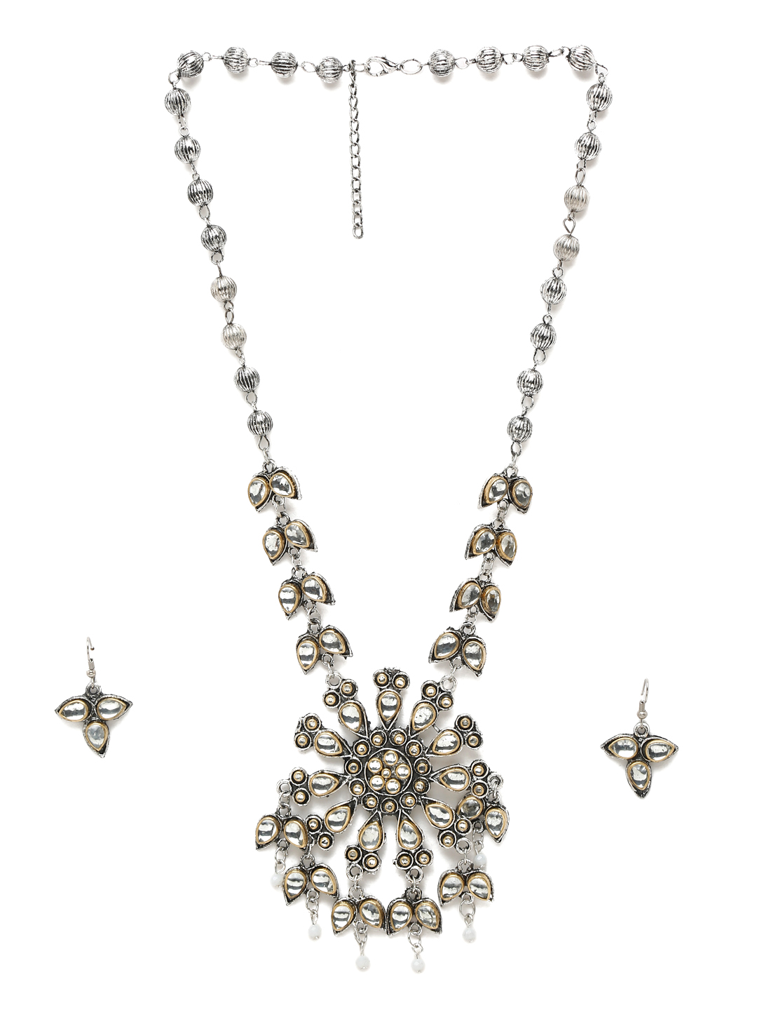YouBella Jewellery Oxidised Silver Necklace Jewellery Set with Earrings for Girls and Women (Silver) (YBNK_50519)